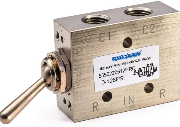PRO SOURCE Miniature Manual Toggle Valve 1/8 NPT 5‑Way 2‑Position-0